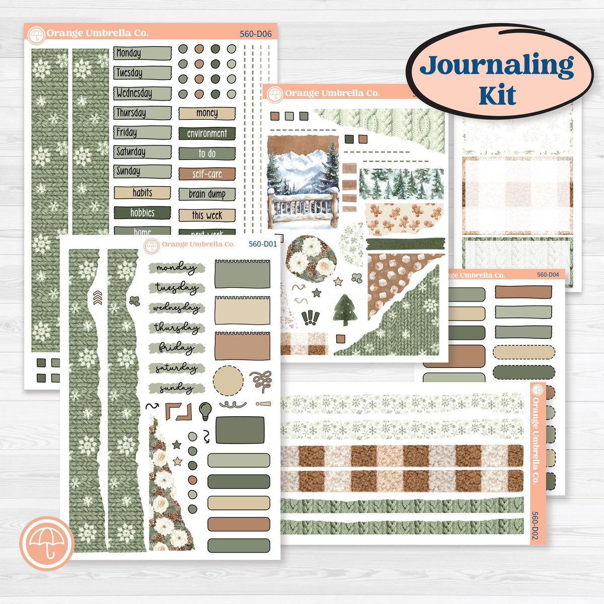 Cozy Winter Planner Kit | Journaling or Scrapbooking Kit | Creative Junk Journal Planner Stickers | Snowdrift | KIT-560-D