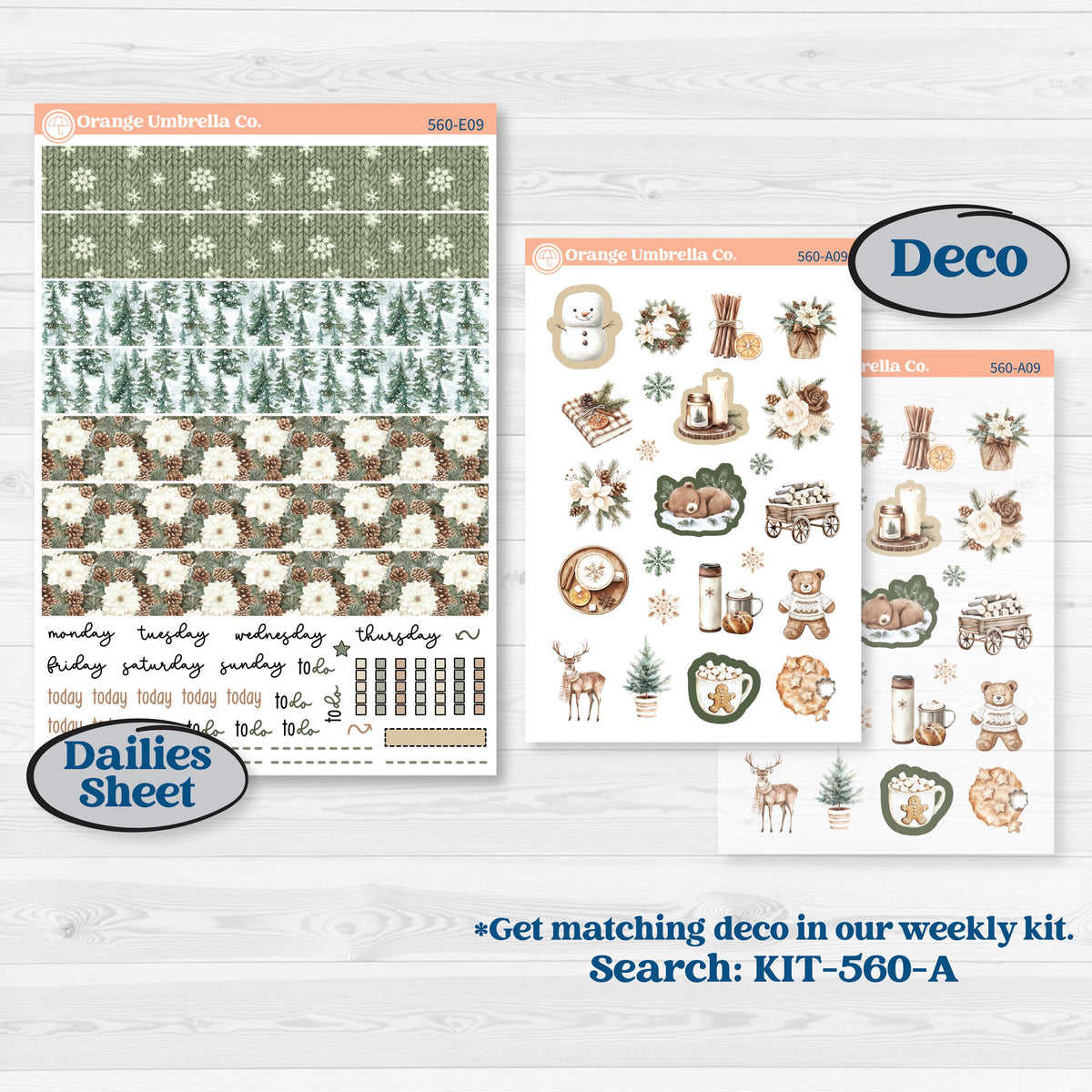 Cozy Winter Planner Kit | Hobonichi Cousin Weekly & Daily Planner Kit Stickers | Snowdrift | KIT-560-E