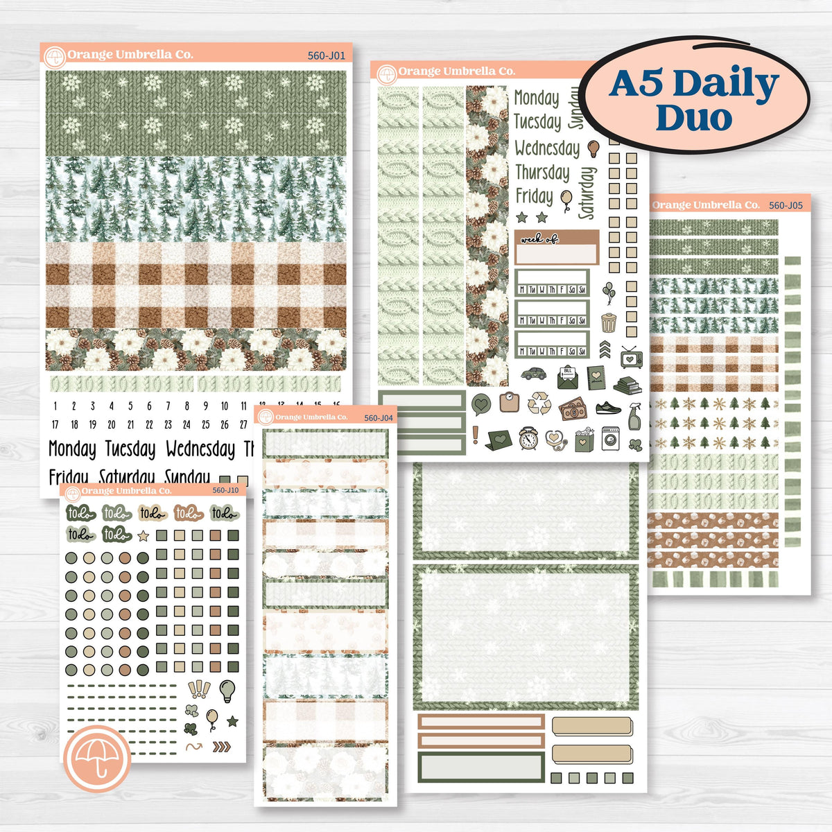 Cozy Winter Planner Kit | A5 Daily Duo Planner Kit Stickers | Snowdrift | KIT-560-J