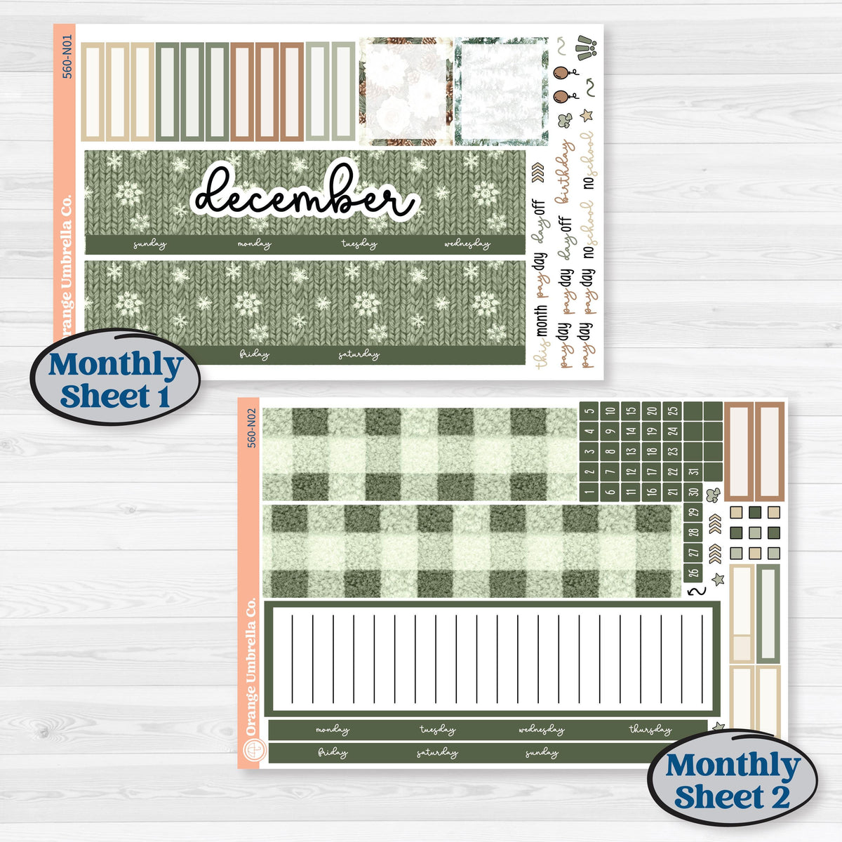 Cozy Winter Planner Kit | 7x9 Erin Condren Life Planner Monthly & Dashboard Sticker Kit | Snowdrift | KIT-560-N