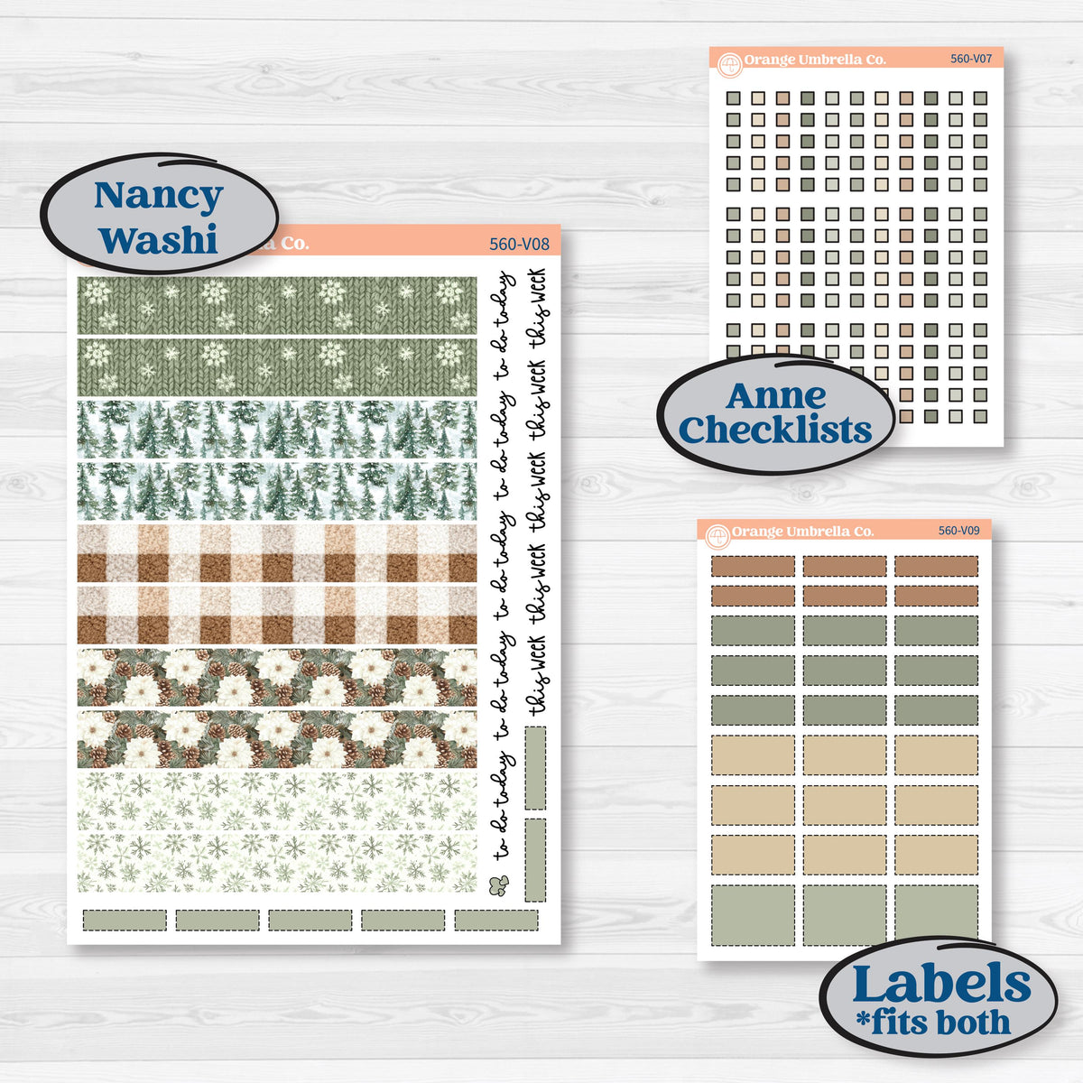 Cozy Winter Planner Kit | Laurel Denise Nancy Large & Anne Large Planner Kit Stickers | Snowdrift | KIT-560-V