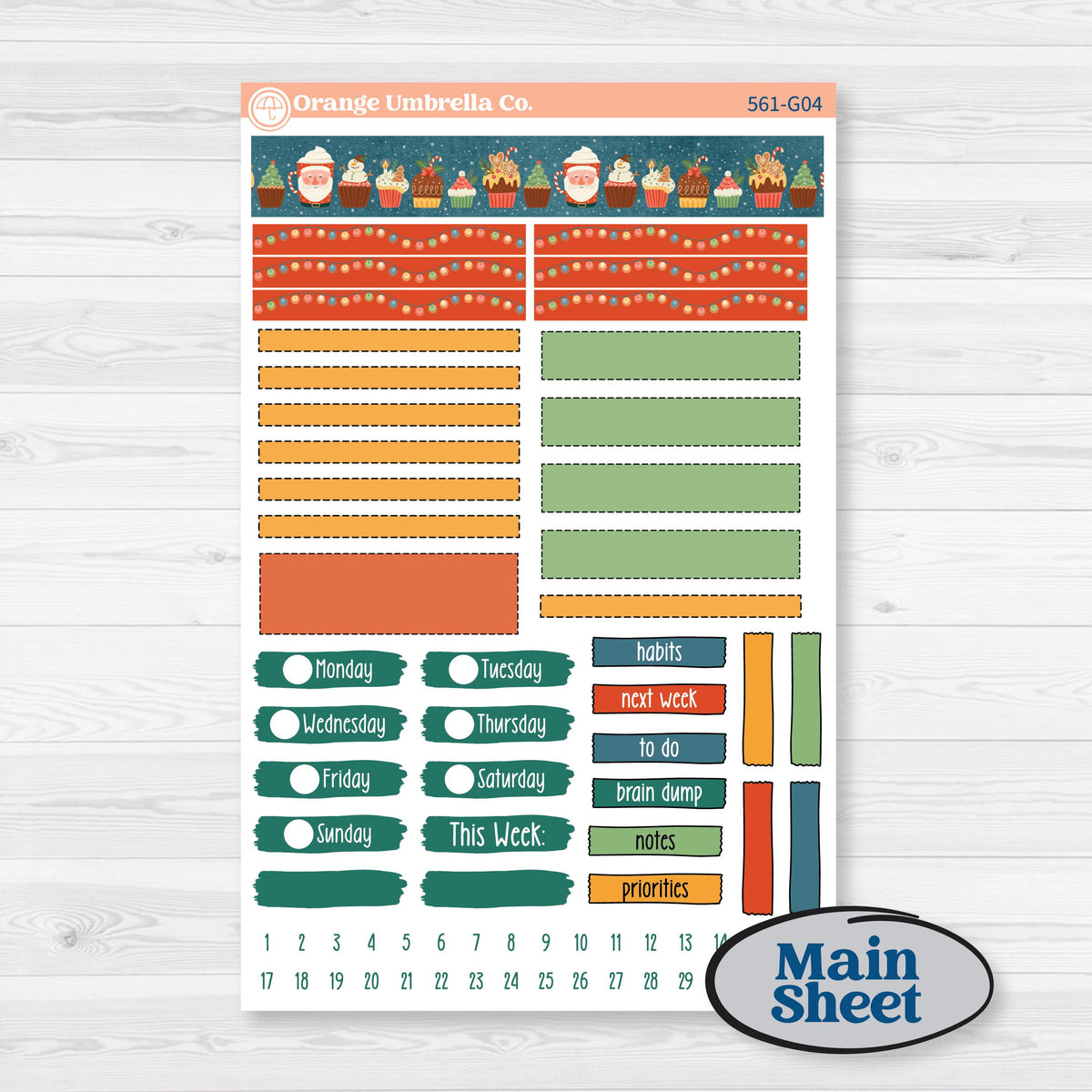 Colorful Christmas Planner Kit | Erin Condren A5 Weekly Dashboard Planner Kit Stickers | Holiday Magic | KIT-561-G4