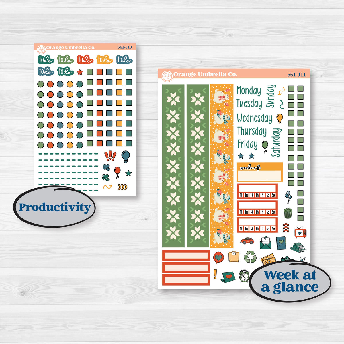 Colorful Christmas Planner Kit | A5 Daily Duo Planner Kit Stickers | Holiday Magic | KIT-561-J