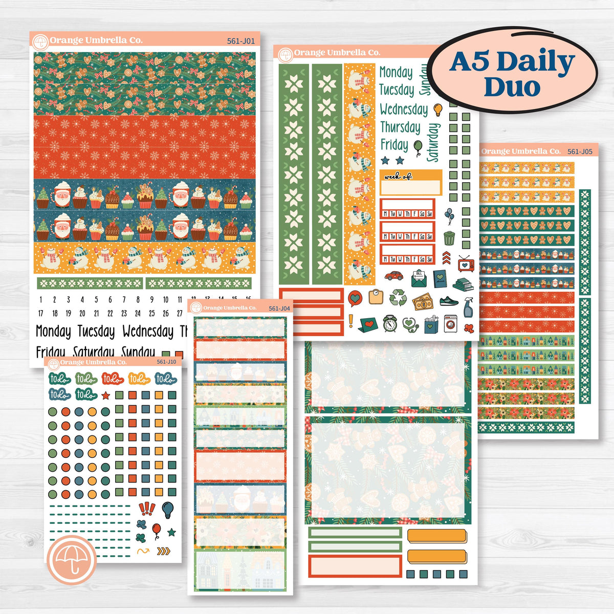 Colorful Christmas Planner Kit | A5 Daily Duo Planner Kit Stickers | Holiday Magic | KIT-561-J
