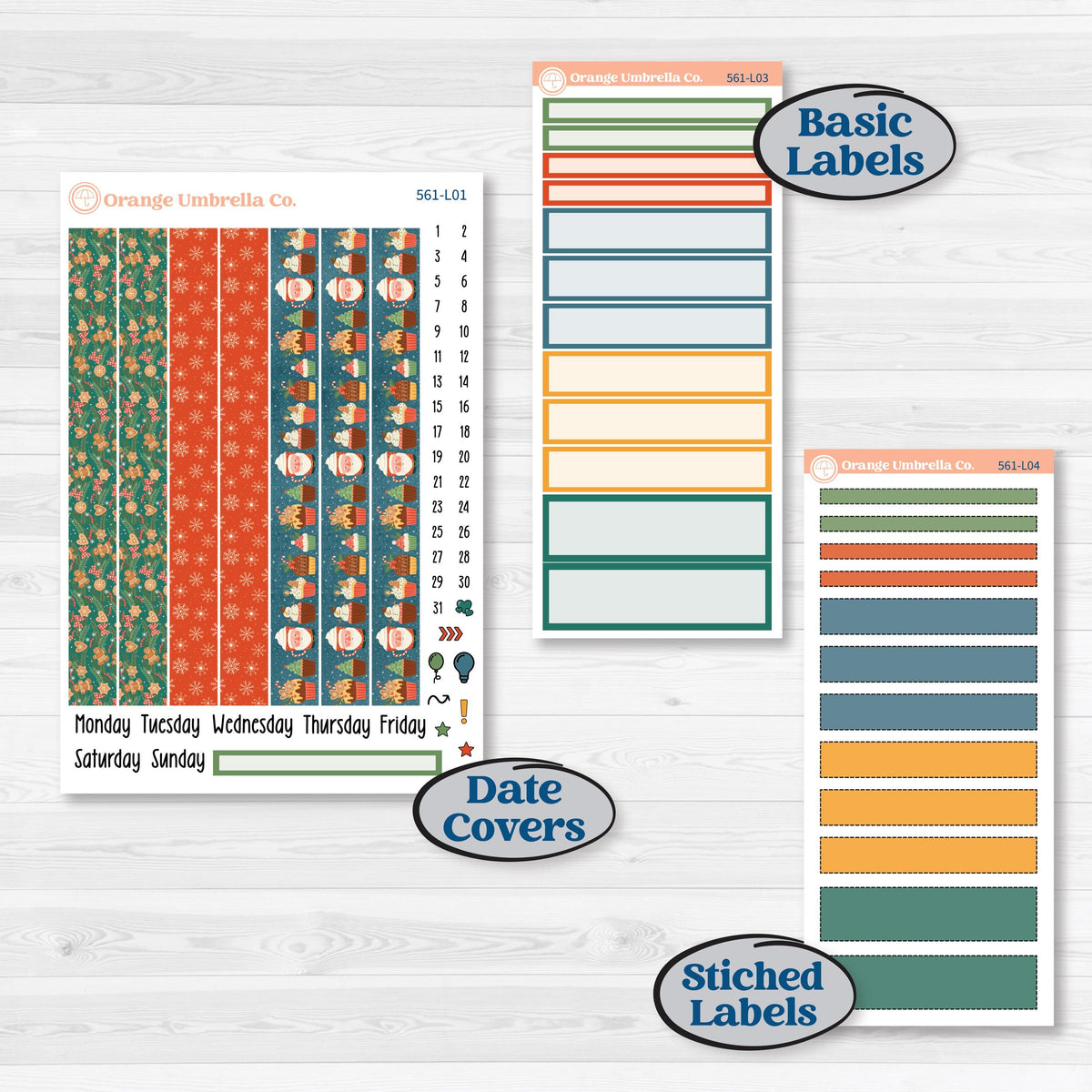 Colorful Christmas Planner Kit | 7x9 Plum Daily Planner Kit Stickers | Holiday Magic | KIT-561-L