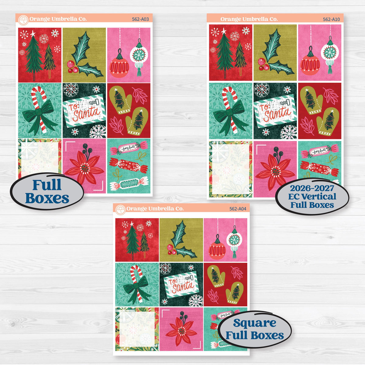 Retro Christmas Planner Kit | Weekly Sticker Kit for Vertical Planners like Erin Condren | All Is Bright | KIT-562-A