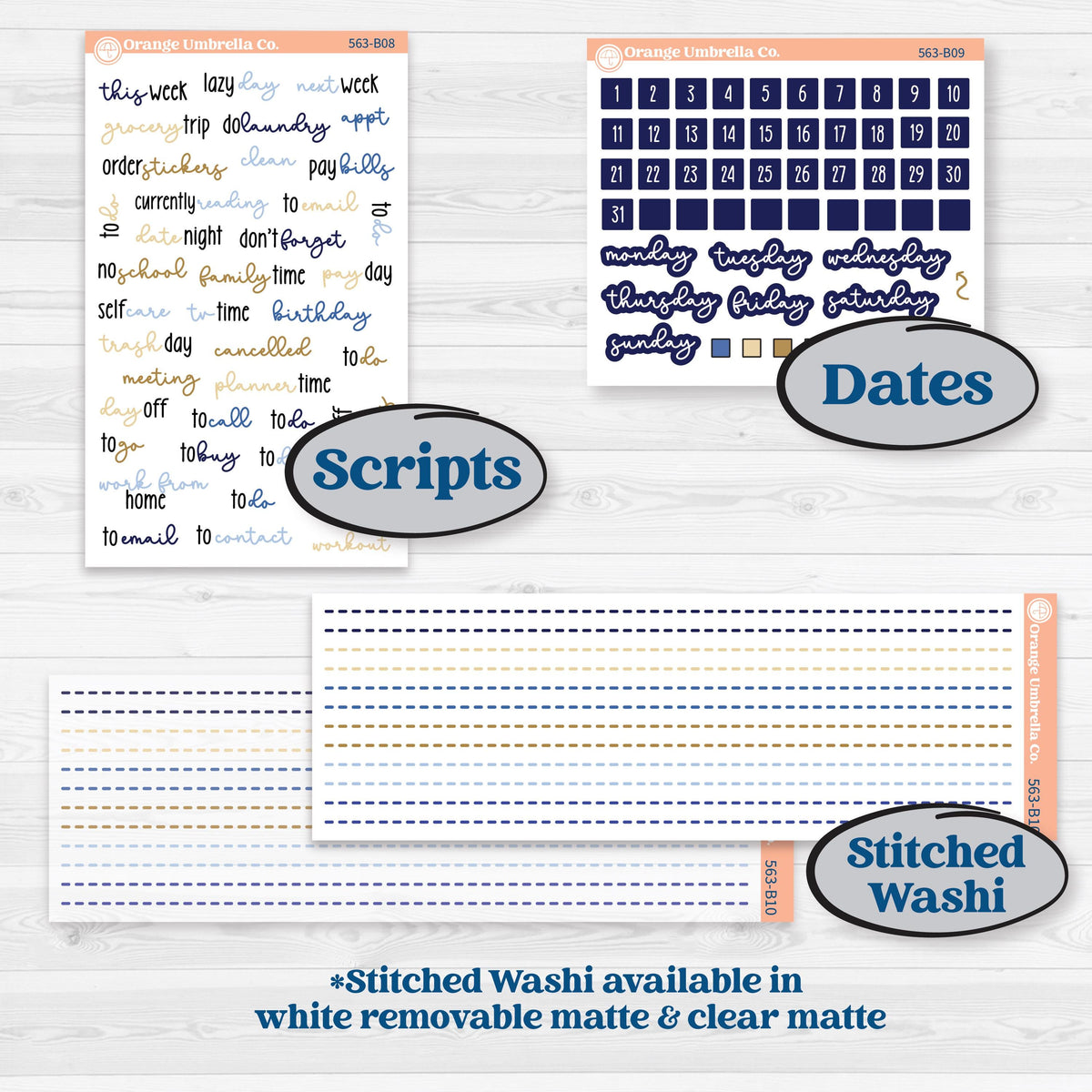 Blue and Gold Christmas Planner Kit | Weekly Add-On Planner Kit Stickers | Twas The Night | KIT-563-B