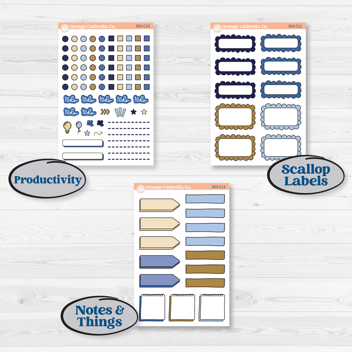Blue and Gold Christmas Planner Kit | Weekly Add-On Labels Planner Kit Stickers | Twas The Night | KIT-563-C