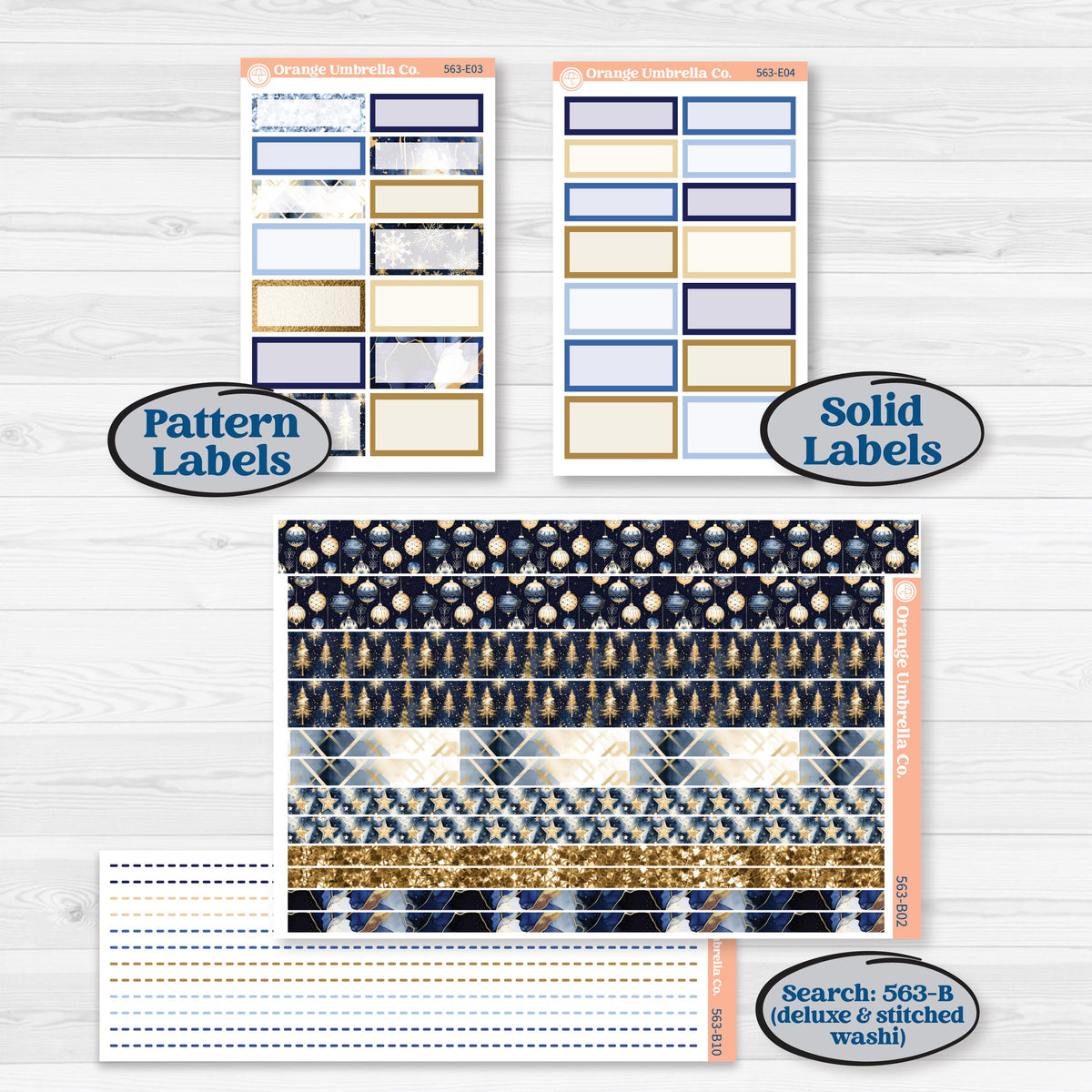 Blue and Gold Christmas Planner Kit | Hobonichi Cousin Weekly & Daily | Twas The Night | KIT-563-E