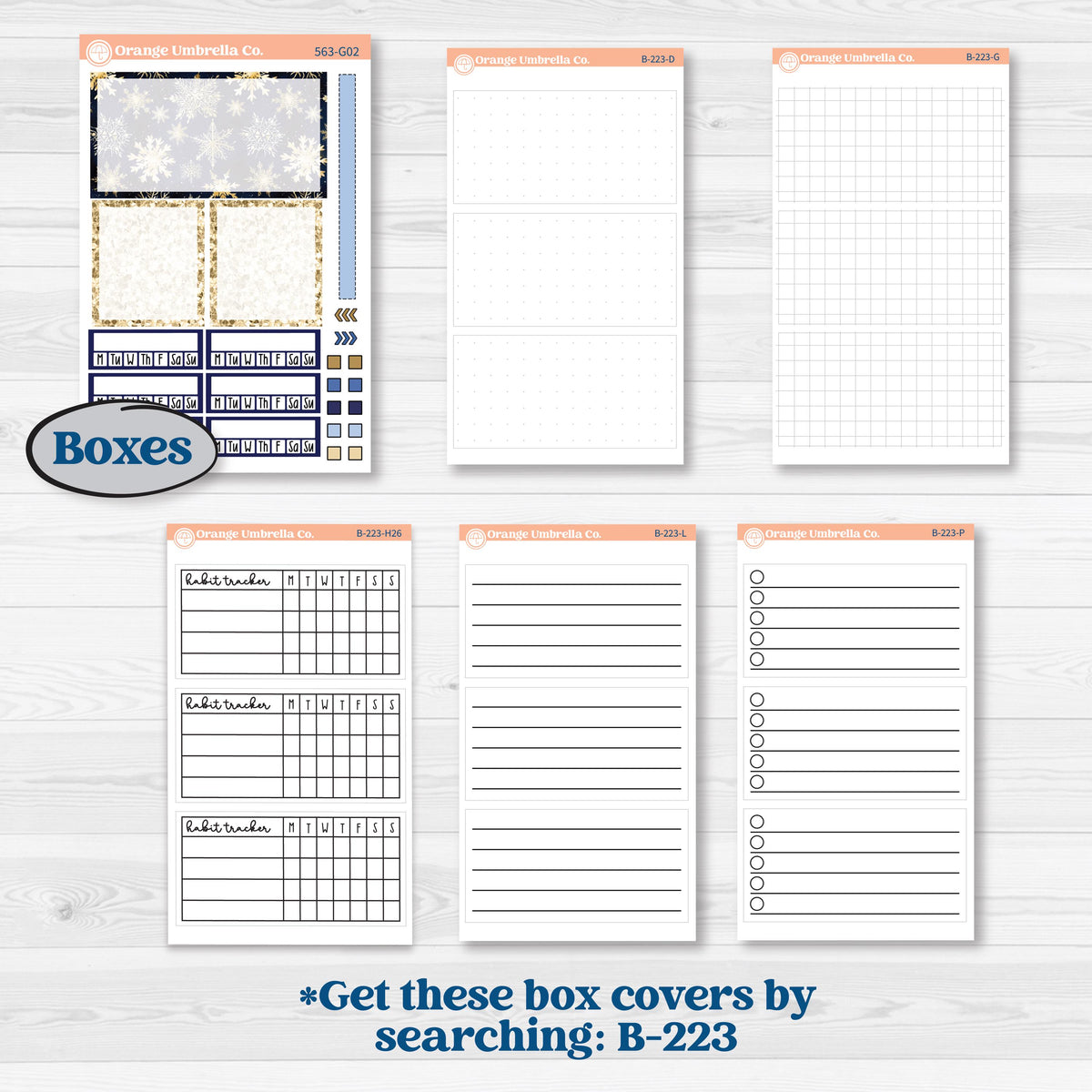 Blue and Gold Christmas Planner Kit | Erin Condren 7x9 Weekly Dashboard Stickers | Twas The Night | KIT-563-G
