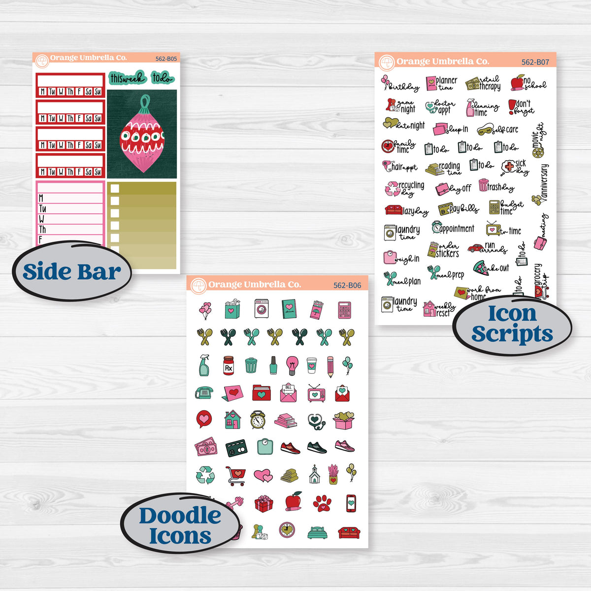 Retro Christmas Planner Kit | Weekly Add-On Planner Kit Stickers | All Is Bright | KIT-562-B