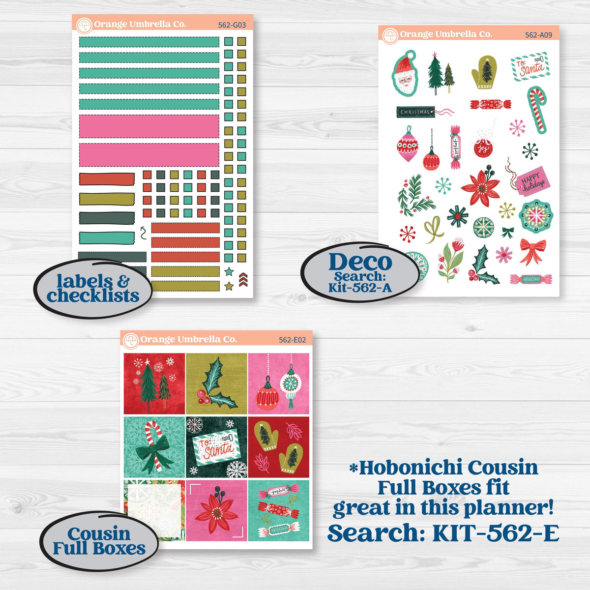 Retro Christmas Planner Kit | Erin Condren 7x9 Weekly Dashboard Stickers | All Is Bright | KIT-562-G