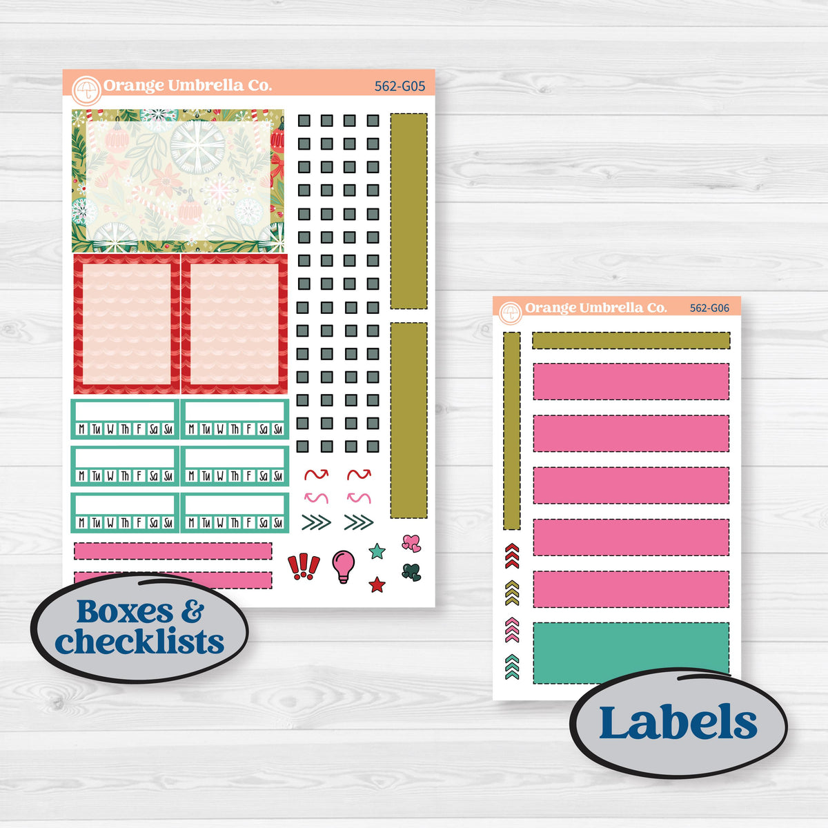 Retro Christmas Planner Kit | Erin Condren A5 Weekly Dashboard Planner Kit Stickers | All Is Bright | KIT-562-G4