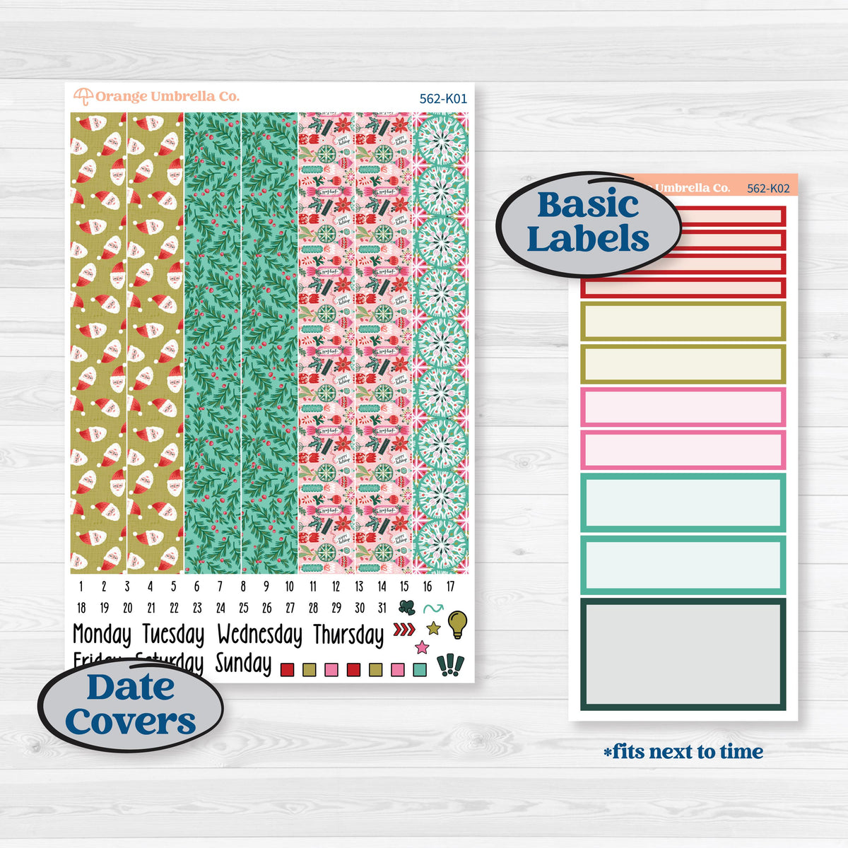 Retro Christmas Planner Kit | 7x9 Erin Condren Daily Duo Planner Kit Stickers | All Is Bright | KIT-562-K