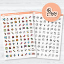 clear matte july themed planner stickers transparent summer patriotic icons including fireworks beach bbq vacation