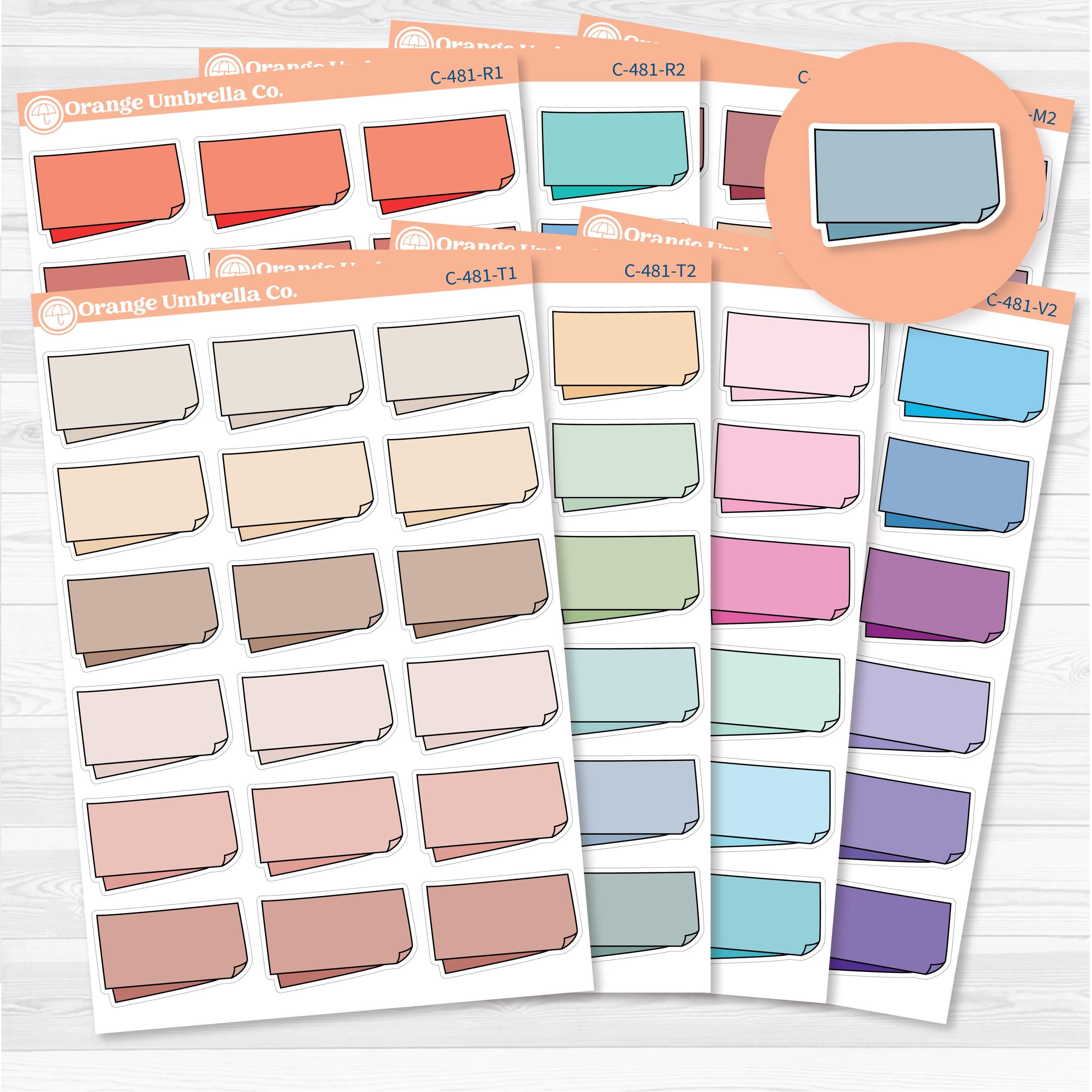 Large layered folded sticky note journal box planner stickers for journaling, memory keeping, scrapbooking, and functional planner layouts.