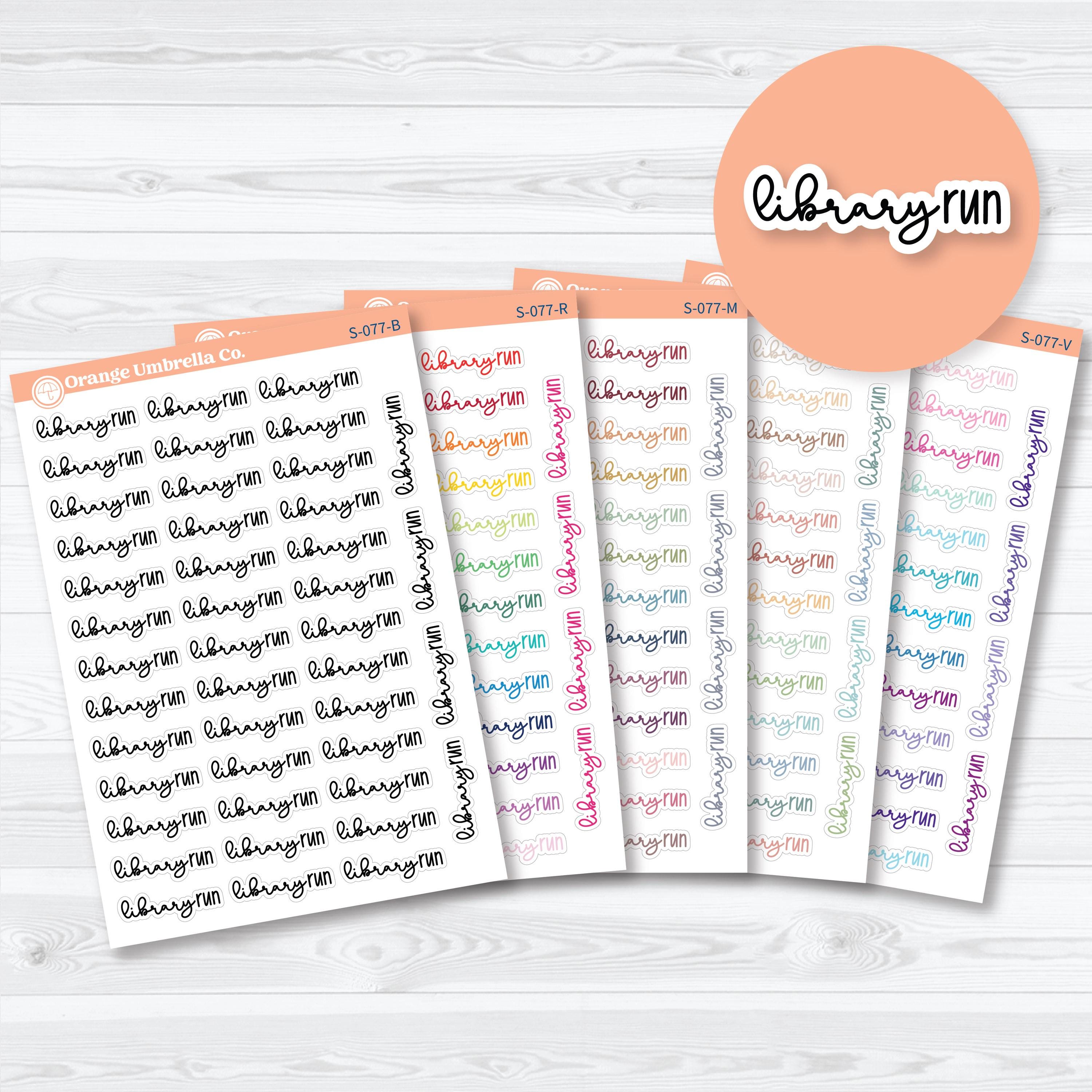 library run reading journal script stickers for planners book journals and library tracking