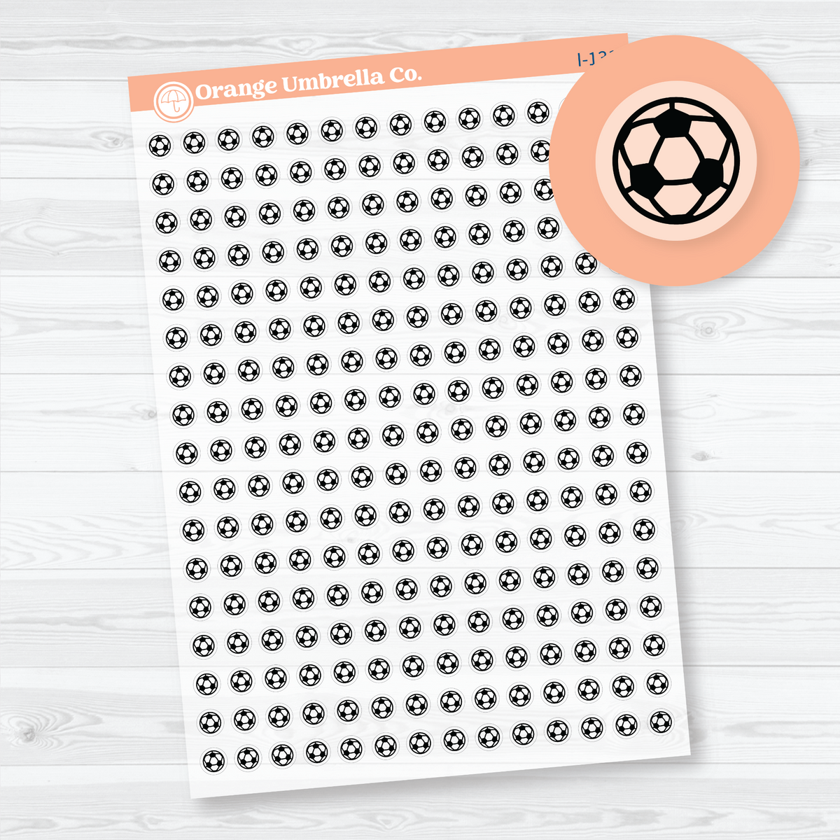 Clear matte micro soccer ball icon planner stickers in black and white for tracking games, practices, tournaments, and team schedules.