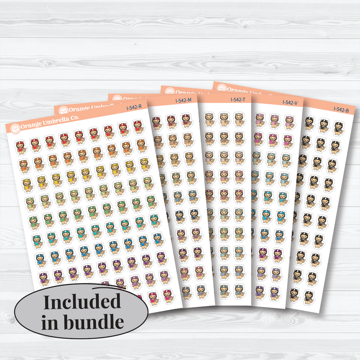 5 white matte Mini Football Spazz sticker sheets in the All Colors Bundle for planners and journals.