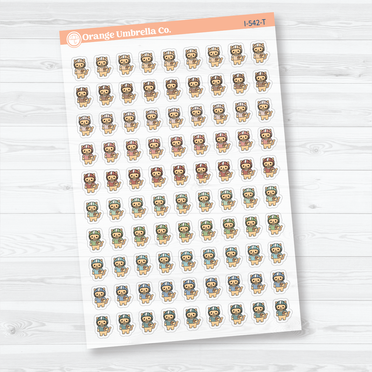 Tranquility mini football Spazz clear matte stickers showing an orange cat wearing a football helmet and holding a football for marking practices and games.