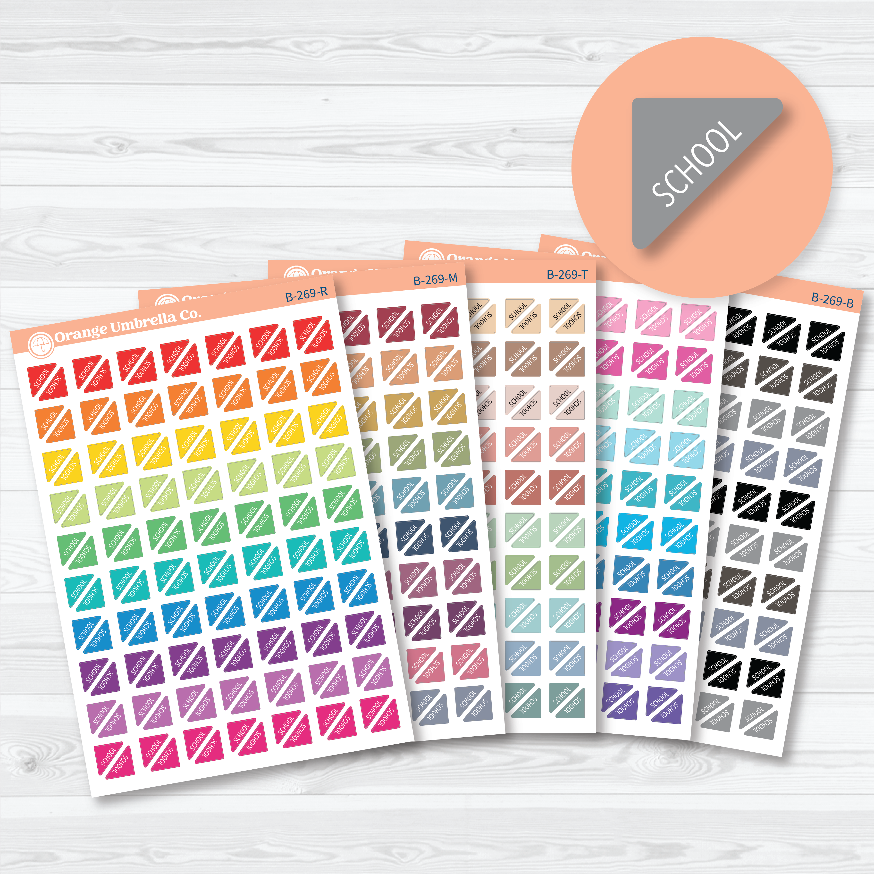 Mini School Corner planner stickers featuring tiny corner labels for classes, homework, study sessions, and school planning.
