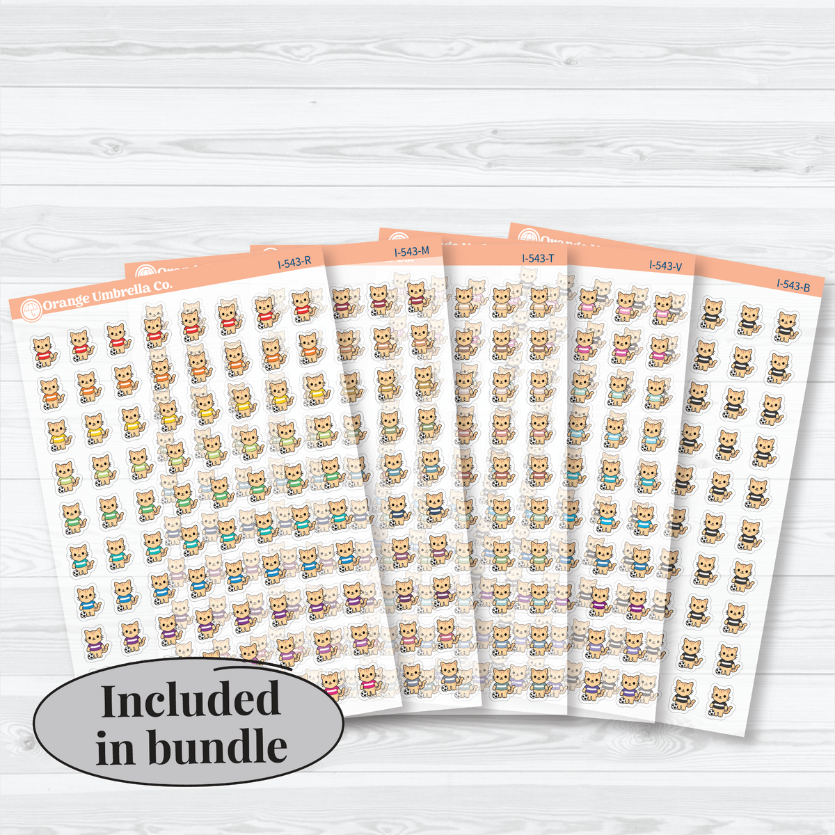 5 clear matte Mini Soccer Spazz sticker sheets in the All Colors Bundle for planners and journals.