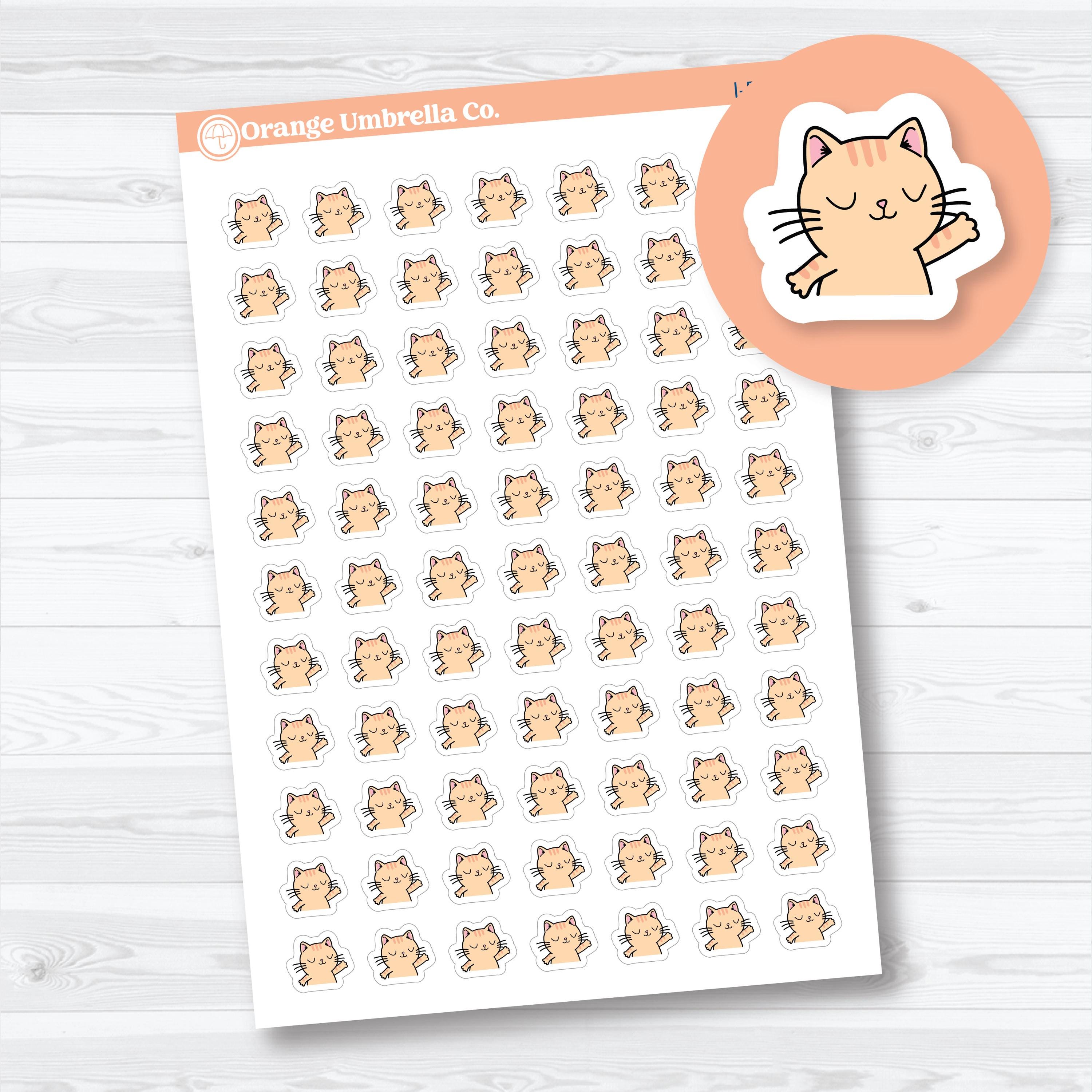 mini spazz planner stickers kawaii cat icon tah dah pose for marking accomplishments and tasks
