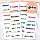 Hand lettered month planner stickers with script month headers for planners, bullet journals, and dashboards