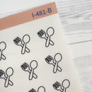 Meal Icons | Hand Doodled Fork and Knife Icon Planner Stickers | Clear Matte | I-481-BCM