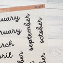 Month Name Planner Stickers - 7x9 Plum Monthly | Clear Matte F16 Script | B-127-BCM