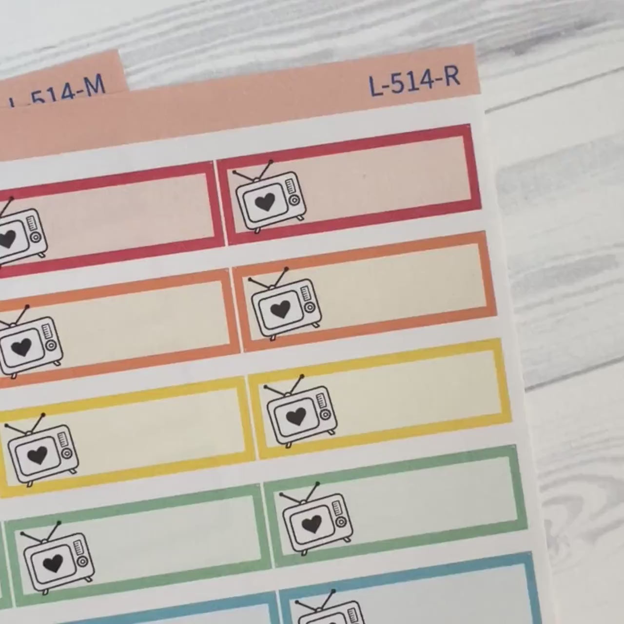 Hand Doodled TV Color Label Planner Stickers | Solid Color Labels | L-514