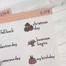 Doodle Holidays | Icon & Script Planner Stickers July-December | F16 | E-278