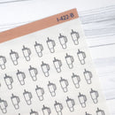 Big Tall Handle Drink Cup Icon Planner Stickers | Clear Matte Hand Doodled Labels | I-422-BCM