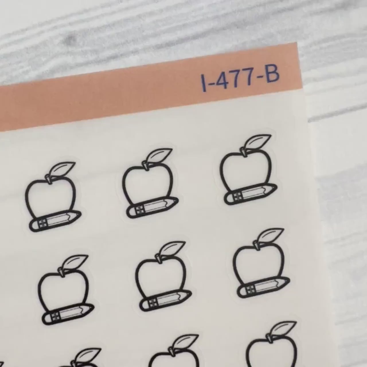 Hand Doodled Apple & Pencil Teacher Icon Planner Stickers | Clear Matte | I-477-BCM