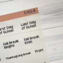 School Related Holiday Jen Plans Script Planner Stickers | FJP Clear Matte | S-001-BCM