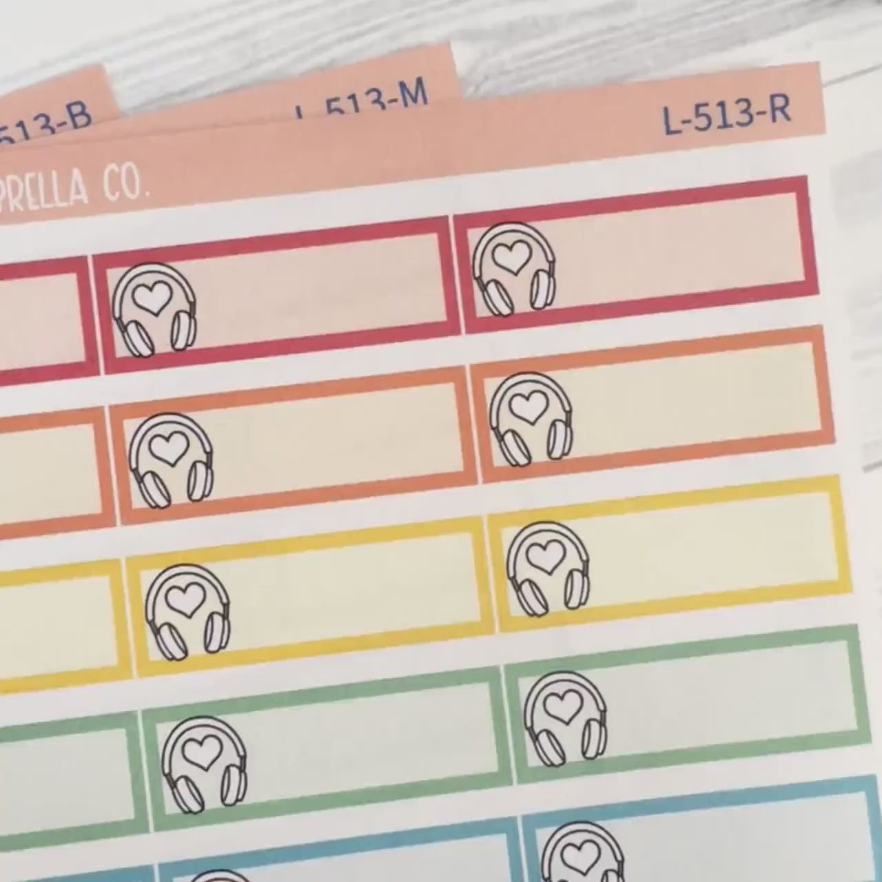 Hand Doodled Headphones Color Label Planner Stickers | Solid Color Labels | L-513