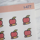 Hand Doodled Apple & Pencil Teacher Icon Planner Stickers | I-477