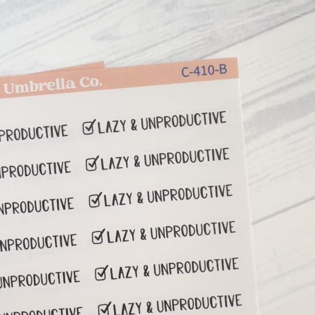 Lazy & Unproductive Checkmark; Spazz Quotes Planner Stickers | C-410-B