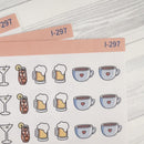 Drinks Mixed Icon Planner Stickers | Hand Doodled Labels |  I-297