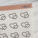 Hand Doodled Hearts Icon Planner Stickers | Clear Matte | I-482-CM