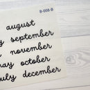 Month Name Planner Stickers - A5 Plum | Clear Matte | F16 Script | B-008-BCM