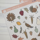 Thanksgiving Planner Kit | Deco Journaling Planner Stickers | Turkey Trot | D-350