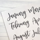 Month Name Header Script Planner Stickers | F2 | B-063-B