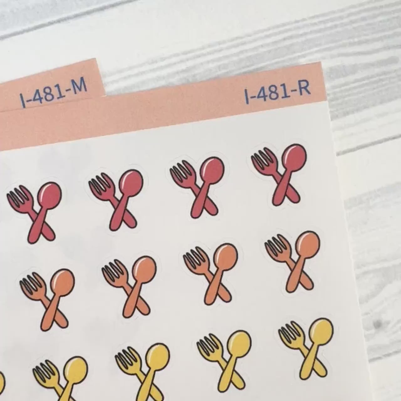 Meal Icons | Hand Doodled Fork and Knife Icon Planner Stickers | I-481