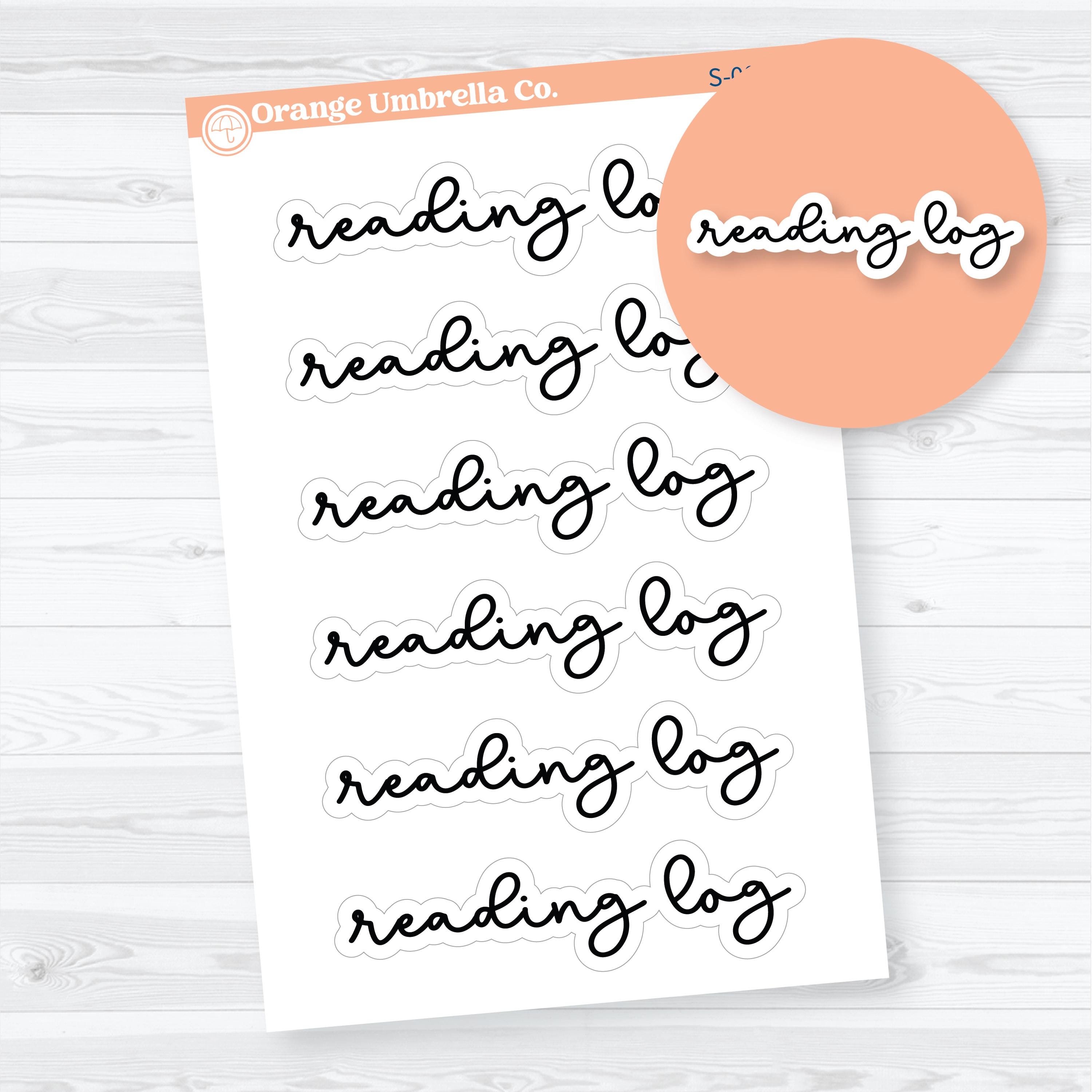 Reading log script header stickers for book trackers, reading journals, and reading challenge layouts