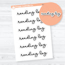 Reading log script header stickers for book trackers, reading journals, and reading challenge layouts