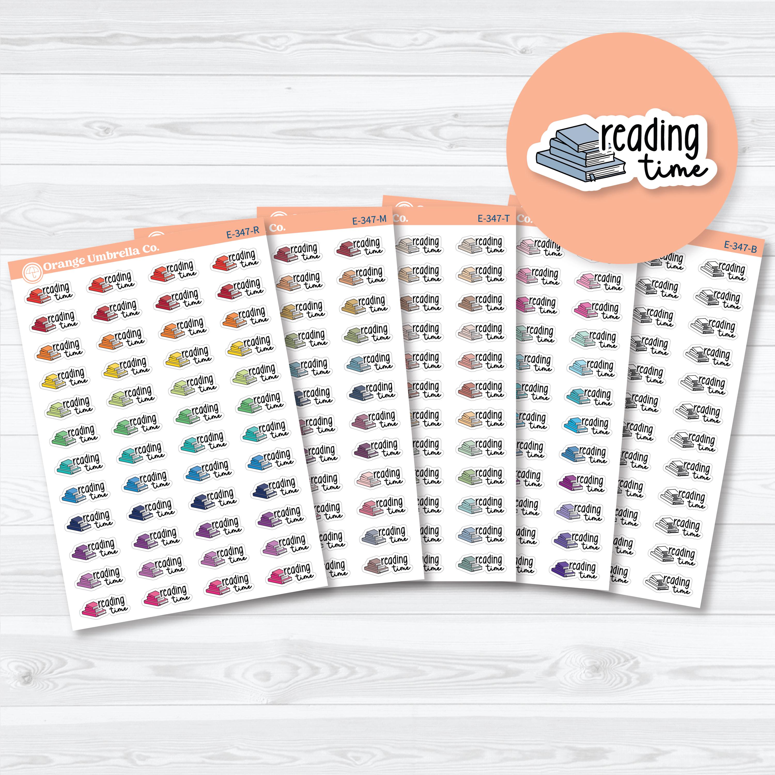 reading time planner stickers F18 hand doodled book icons for tracking reading sessions in planners
