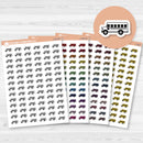 White matte sticker sheet featuring cute school bus icons in dark outline; perfect for marking school events and reminders.
