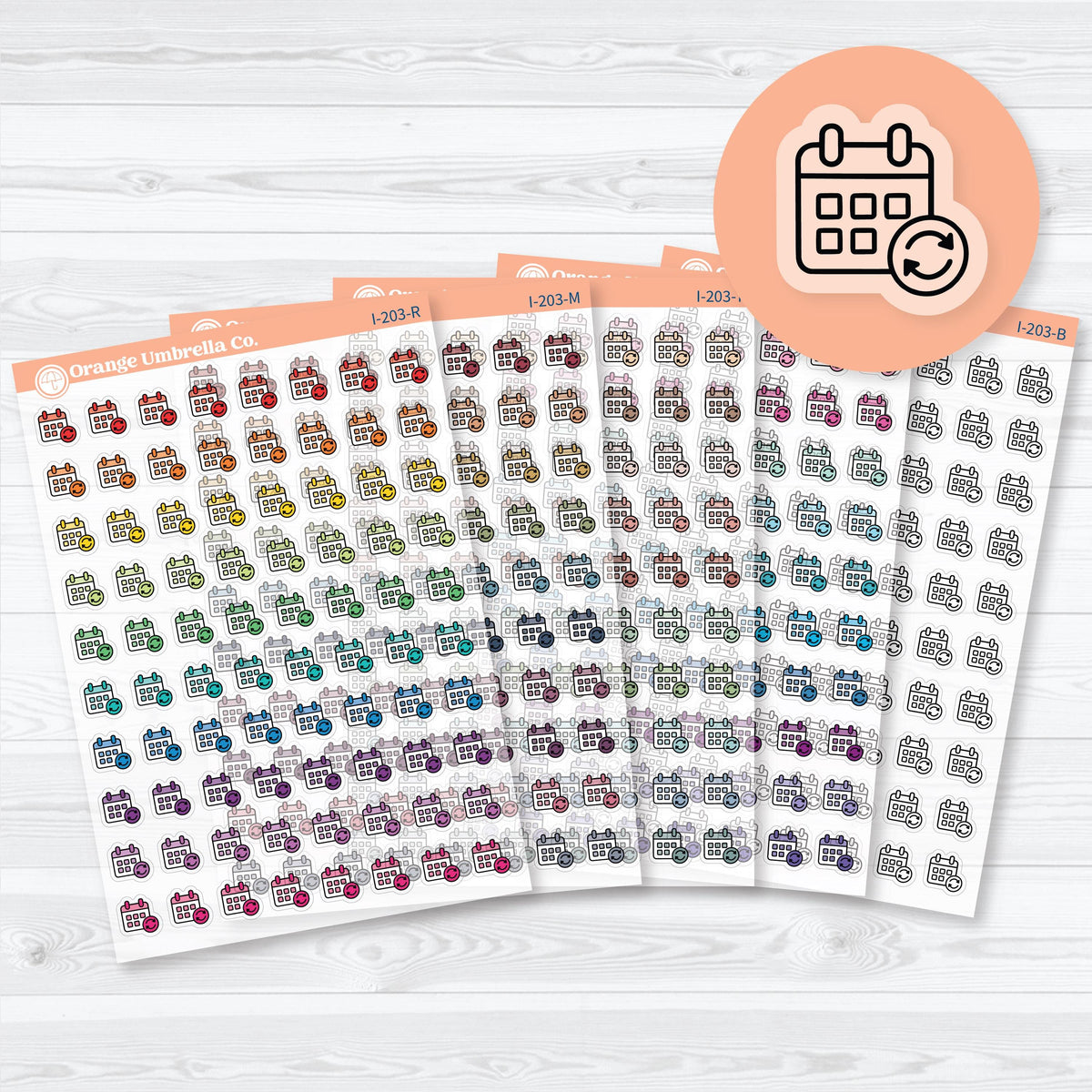 Clear matte subscription and renewal budget icon planner stickers in black and assorted color palettes for recurring bills, memberships, and payments.
