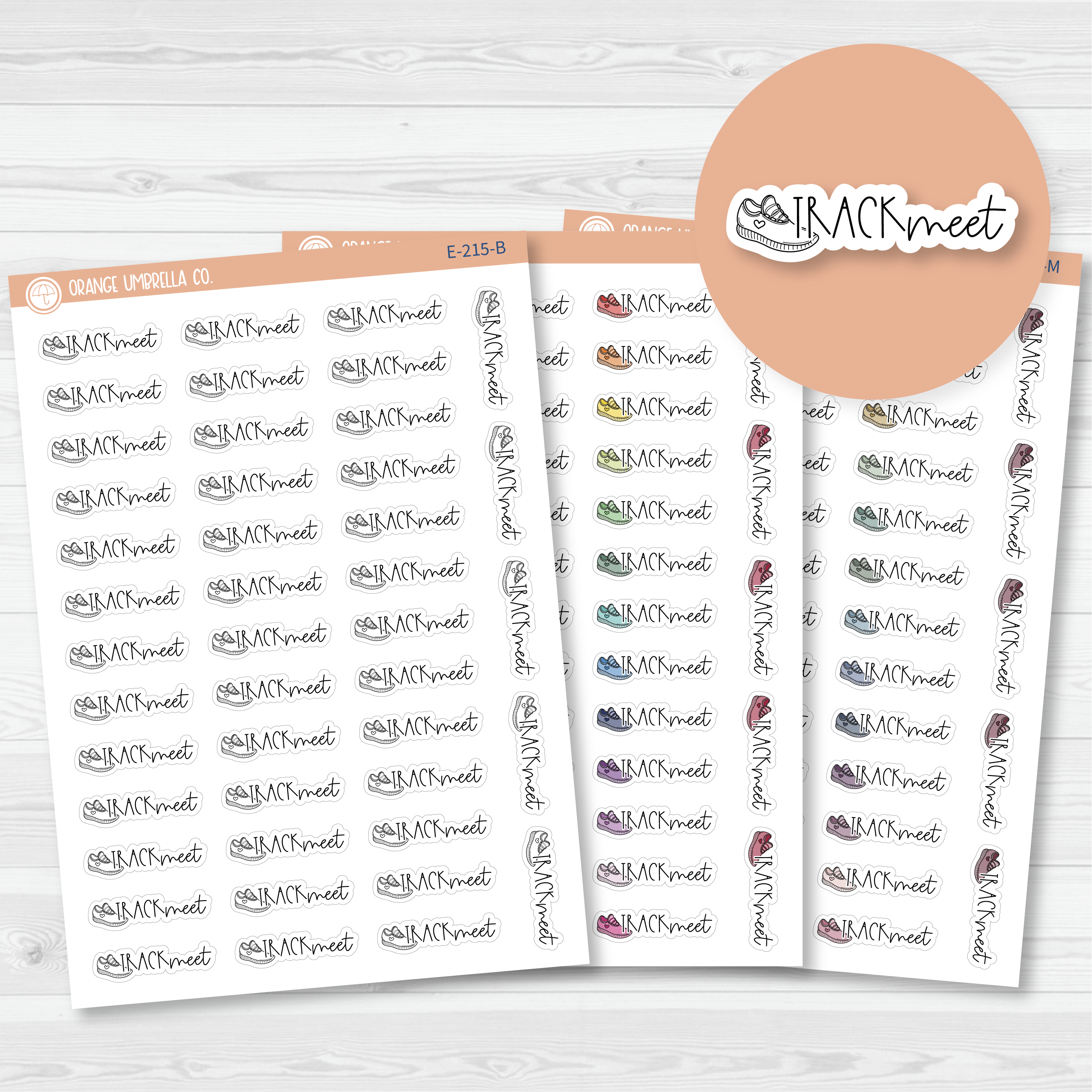 track meet planner stickers for marking race days running events and school sports schedules